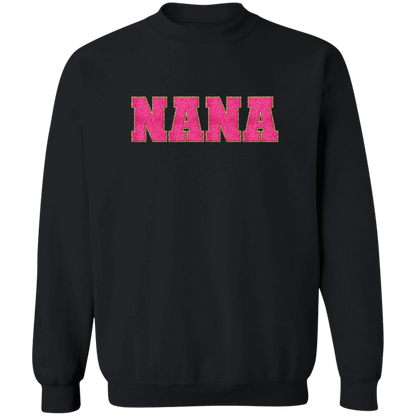 Nana, Mama, & Mini Sweatshirt Collection - Pink Faux Chenille Glitter Patch Matching Family Shirts