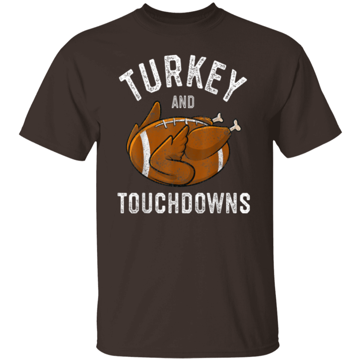 Turkey and Touchdowns Thanksgiving Football T-Shirt