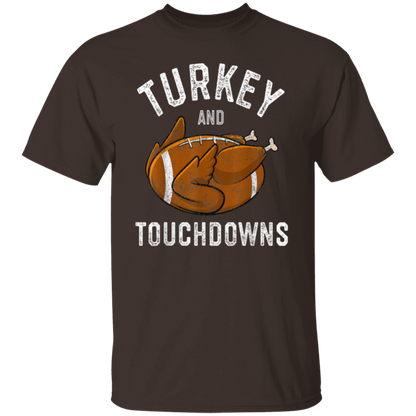 Turkey and Touchdowns Thanksgiving Football T-Shirt