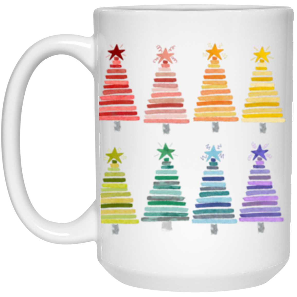 Colorful Rainbow Christmas Trees Collection - Graphic T-Shirts, Long-Sleeve Tees, Hoodie Tees, Sweatshirts, & Mugs