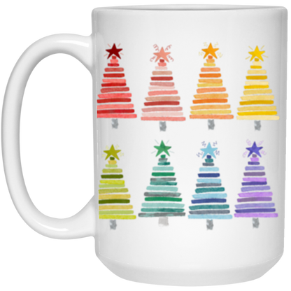 Colorful Rainbow Christmas Trees Collection - Graphic T-Shirts, Long-Sleeve Tees, Hoodie Tees, Sweatshirts, & Mugs