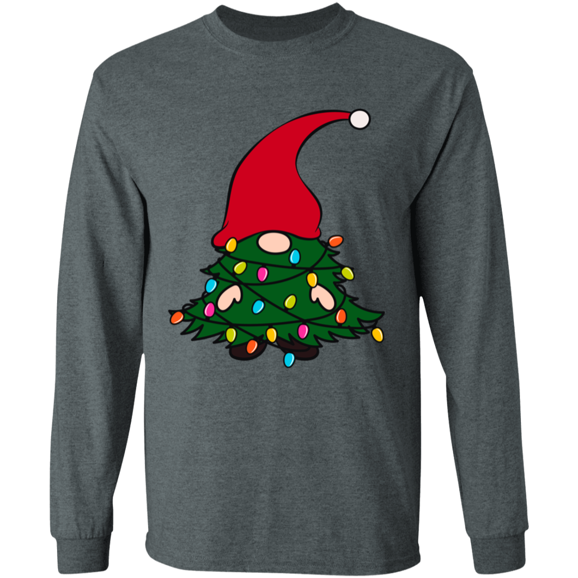 Christmas Tree Gnome Funny Holiday LS T-Shirt