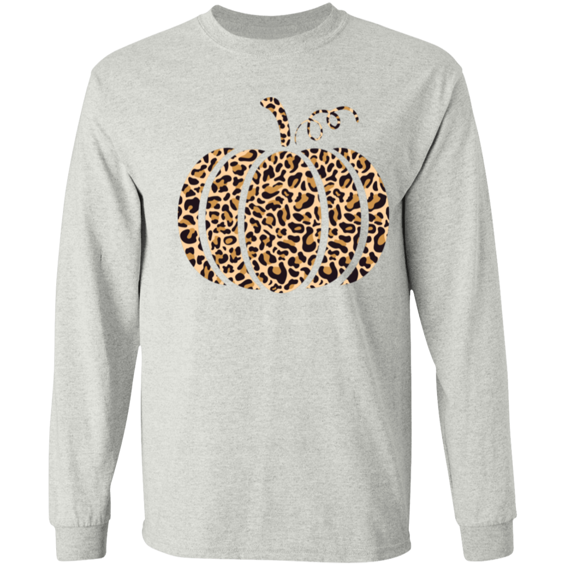 Leopard-Print Pumpkin Cute Fall LS T-Shirt