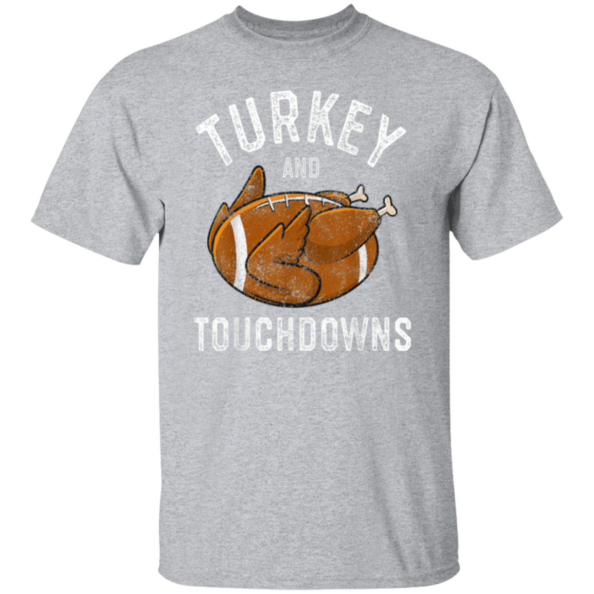 Turkey and Touchdowns Thanksgiving Football T-Shirt