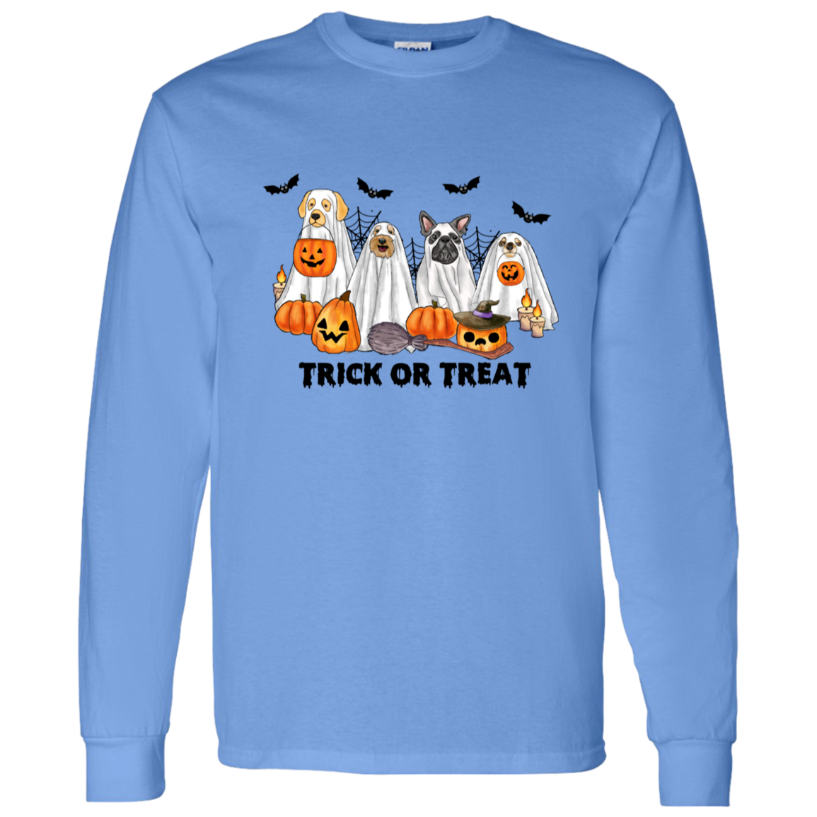 Trick or Treat Ghost Dogs Halloween LS T-Shirt