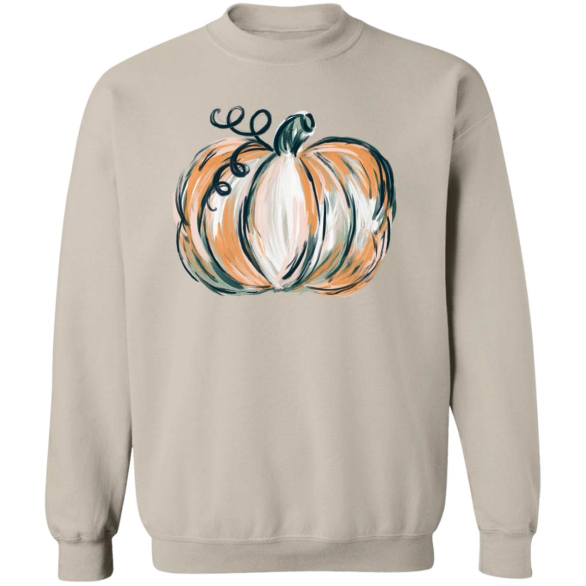 Painted Pumpkin Fall Thanksgiving Crewneck Pullover Sweatshirt