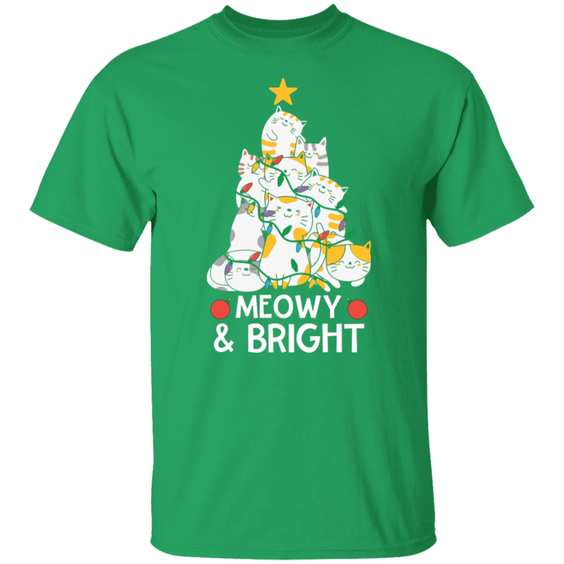 Meowy & Bright Cat Christmas Tree T-Shirt