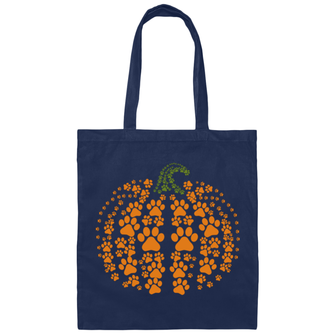 Dog Pawprint Pumpkin Canvas Tote Bag