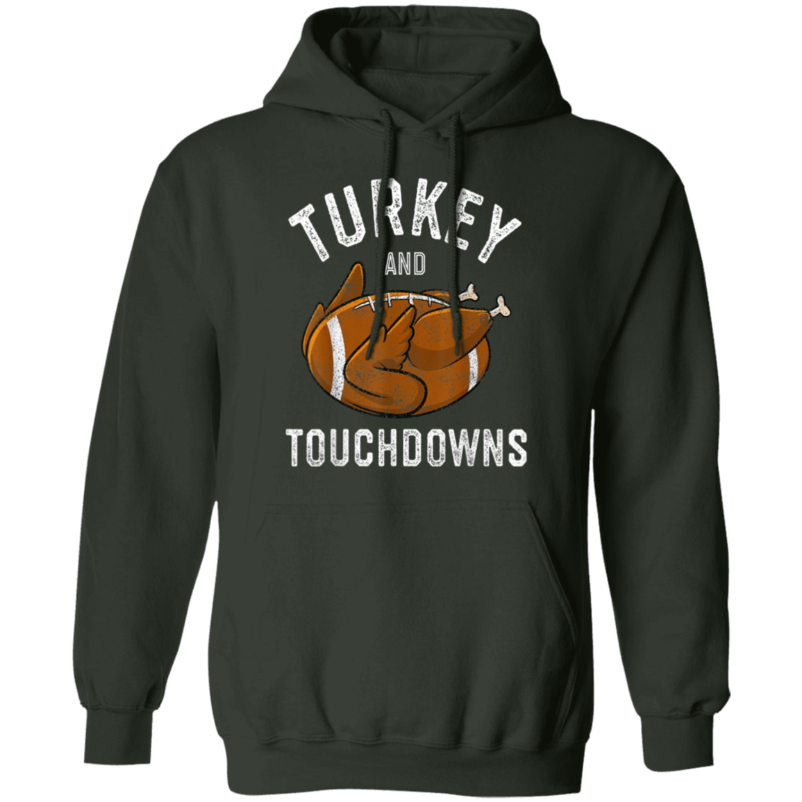 Turkey and Touchdowns Thanksgiving Football Pullover Hoodie