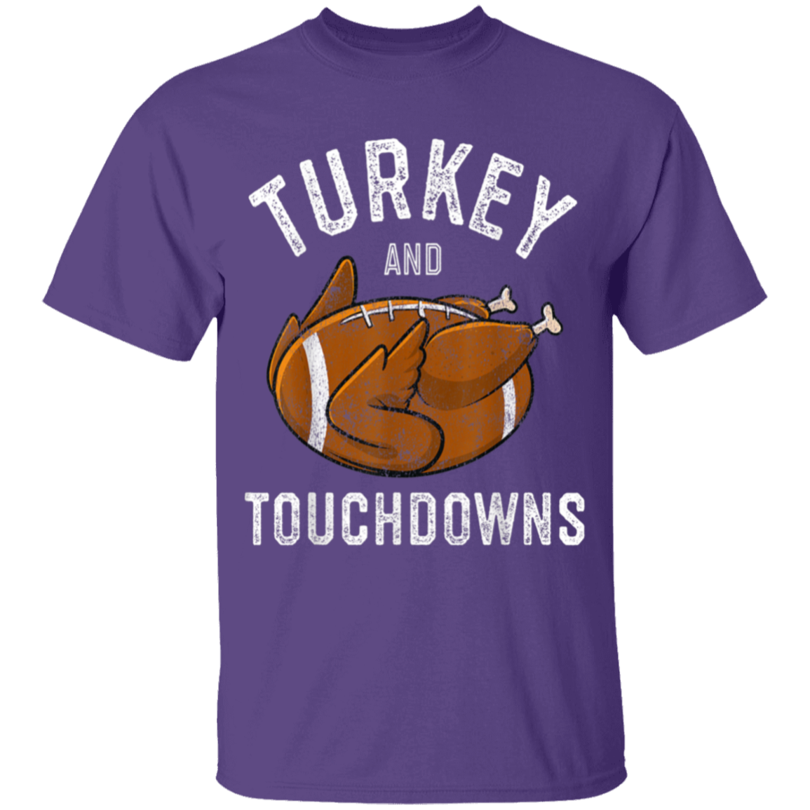 Turkey and Touchdowns Thanksgiving Football Youth T-Shirt