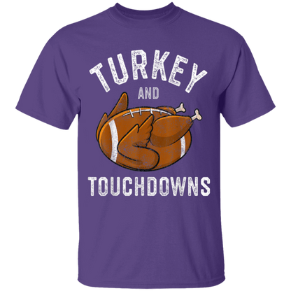 Turkey and Touchdowns Thanksgiving Football Youth T-Shirt