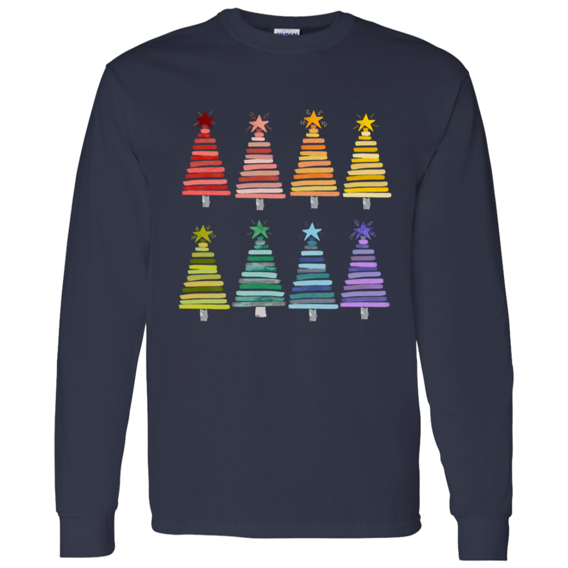 Colorful Rainbow Christmas Trees Collection - Graphic T-Shirts, Long-Sleeve Tees, Hoodie Tees, Sweatshirts, & Mugs