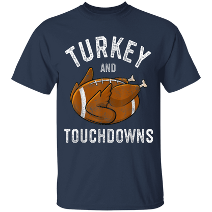 Turkey and Touchdowns Thanksgiving Football Youth T-Shirt