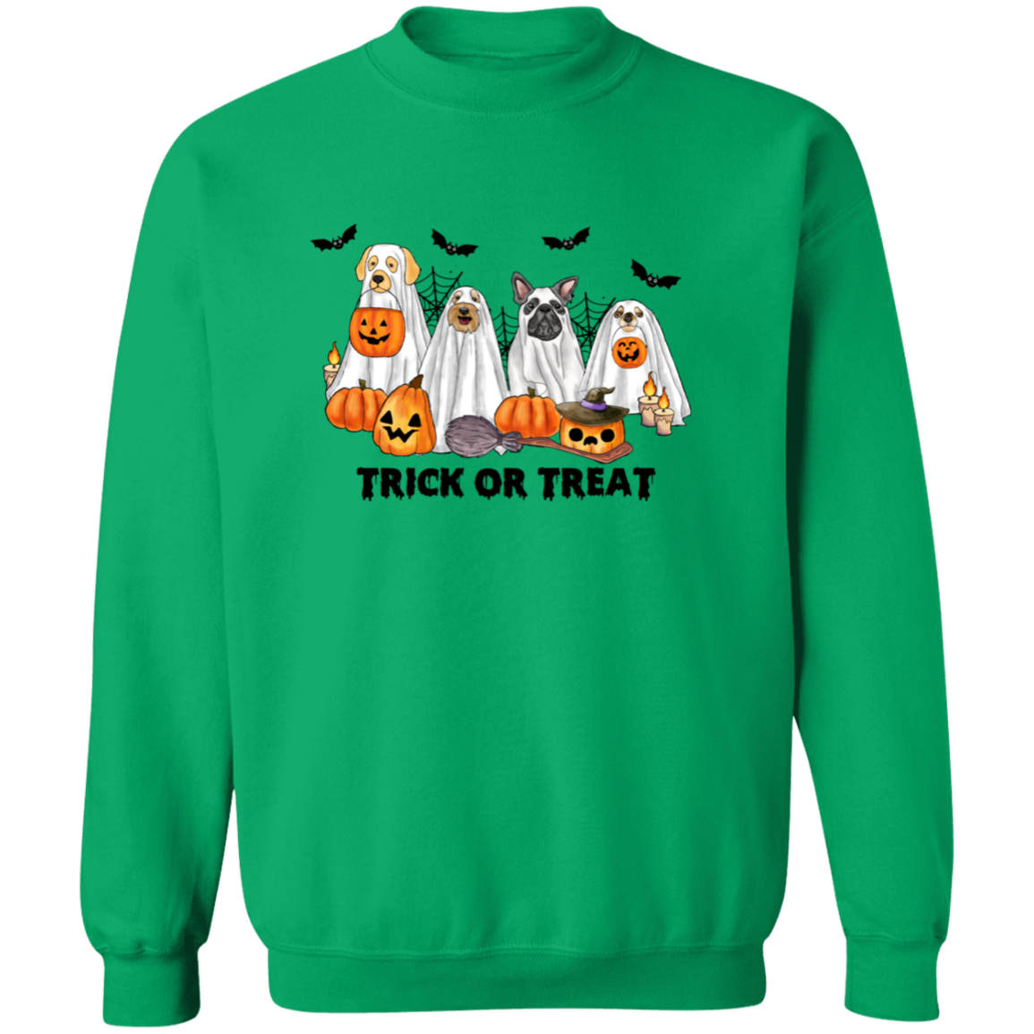 Trick or Treat Ghost Dogs Halloween Crewneck Pullover Sweatshirt