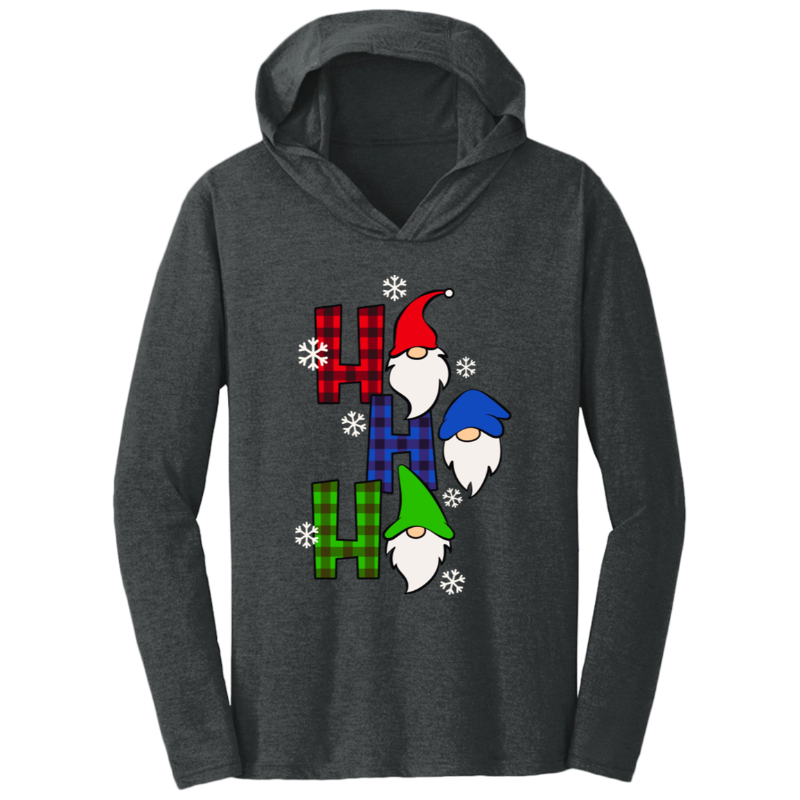 Ho Ho Ho Christmas Gnomes Holiday Triblend T-Shirt Hoodie