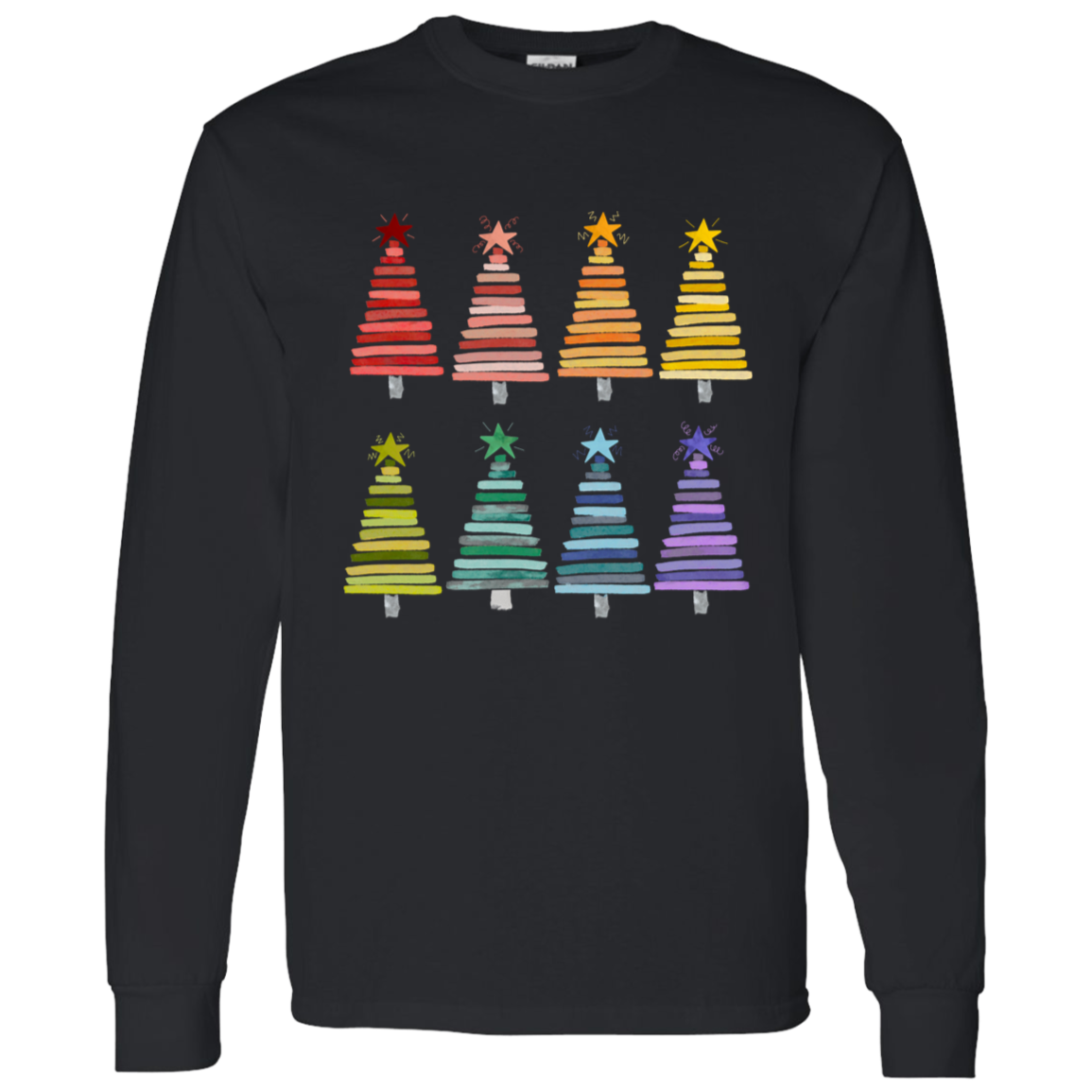 Colorful Rainbow Christmas Trees Collection - Graphic T-Shirts, Long-Sleeve Tees, Hoodie Tees, Sweatshirts, & Mugs