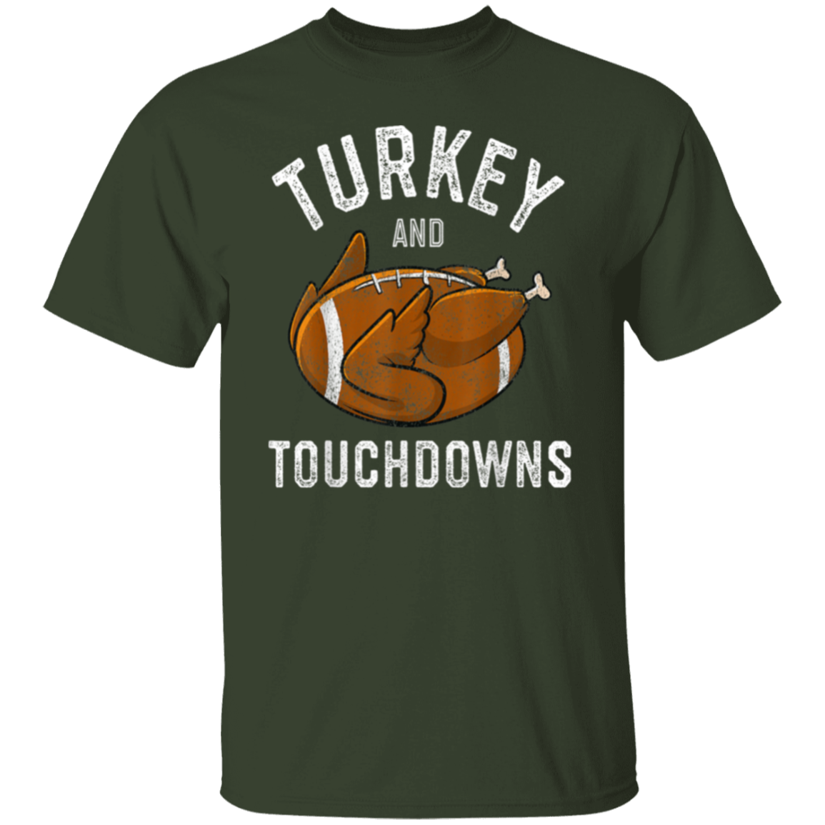 Turkey and Touchdowns Thanksgiving Football T-Shirt