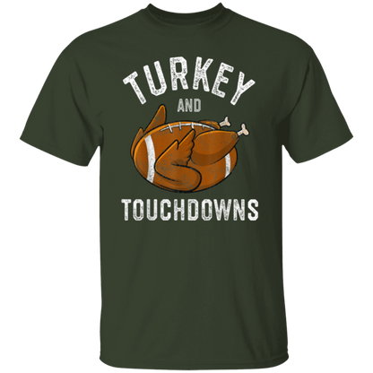 Turkey and Touchdowns Thanksgiving Football T-Shirt