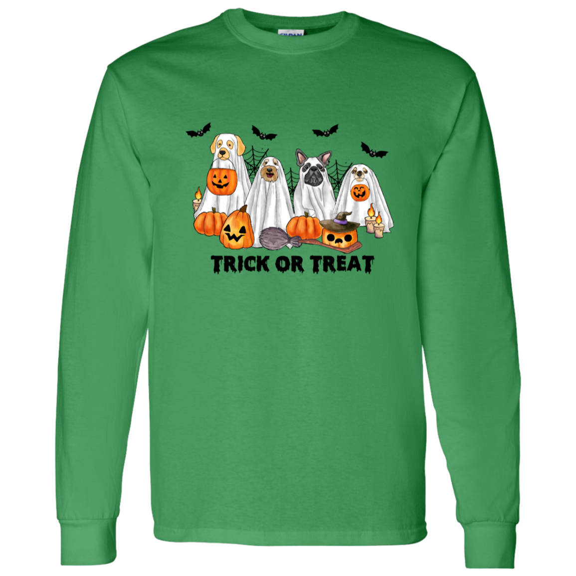 Trick or Treat Ghost Dogs Halloween LS T-Shirt