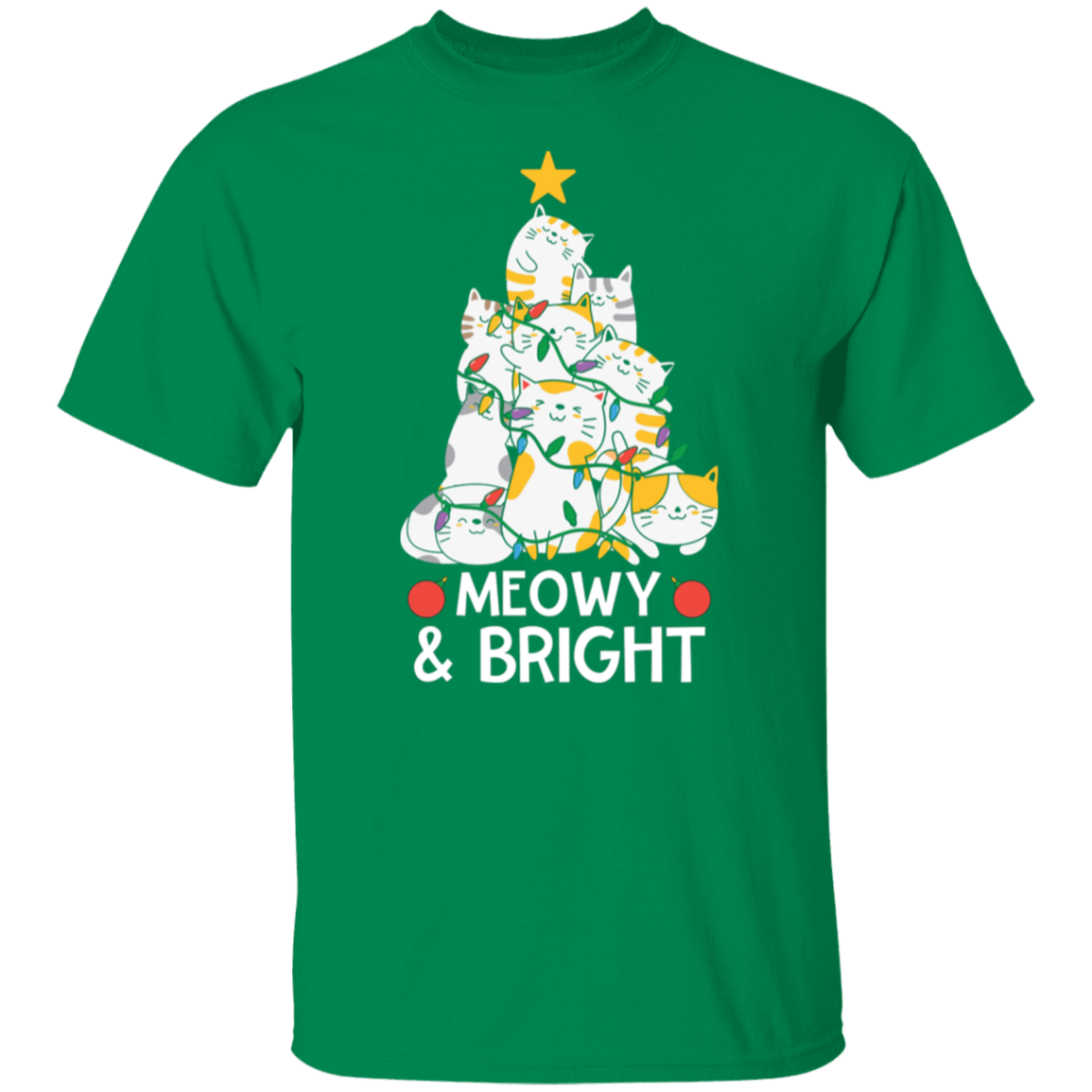 Meowy & Bright Cat Christmas Tree T-Shirt