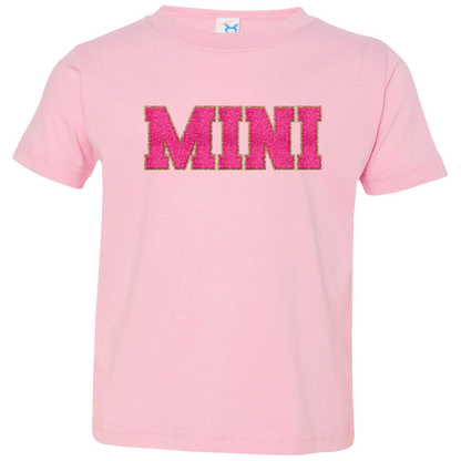 Nana, Mama, & Mini T-Shirt Collection - Pink Faux Chenille Glitter Patch Matching Family Shirts