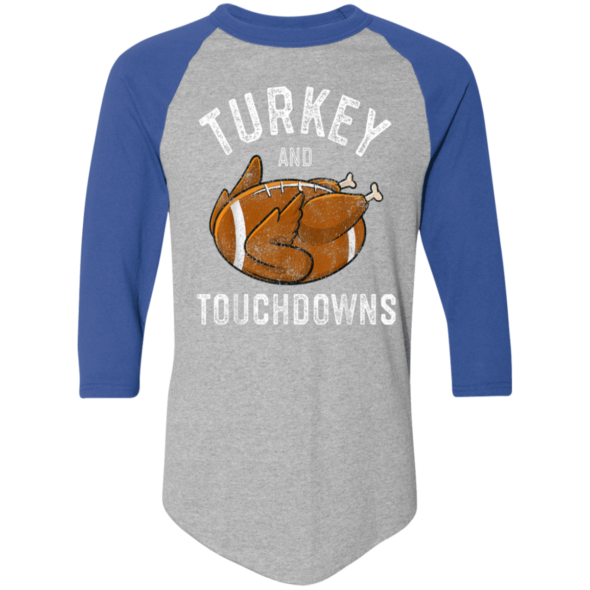 Turkey and Touchdowns Thanksgiving Football Colorblock Raglan Jersey