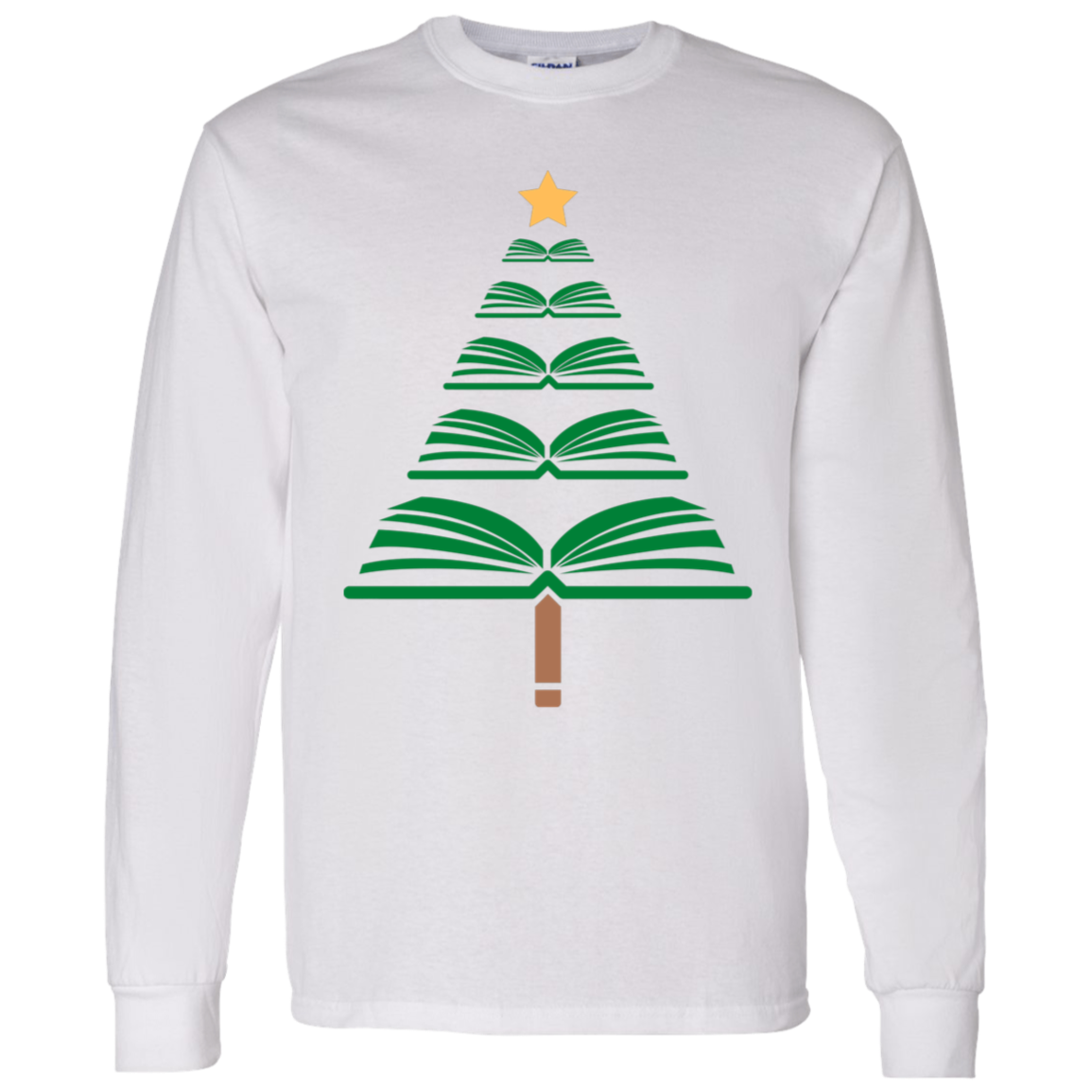 Merry Christmas Book Tree LS T-Shirt