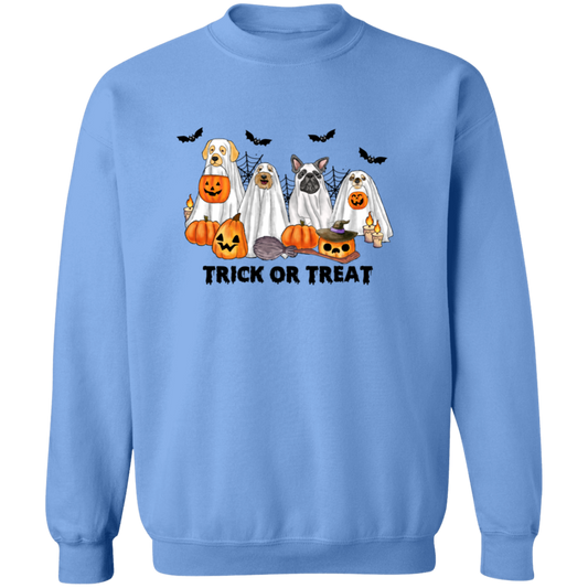 Trick or Treat Ghost Dogs Halloween Crewneck Pullover Sweatshirt