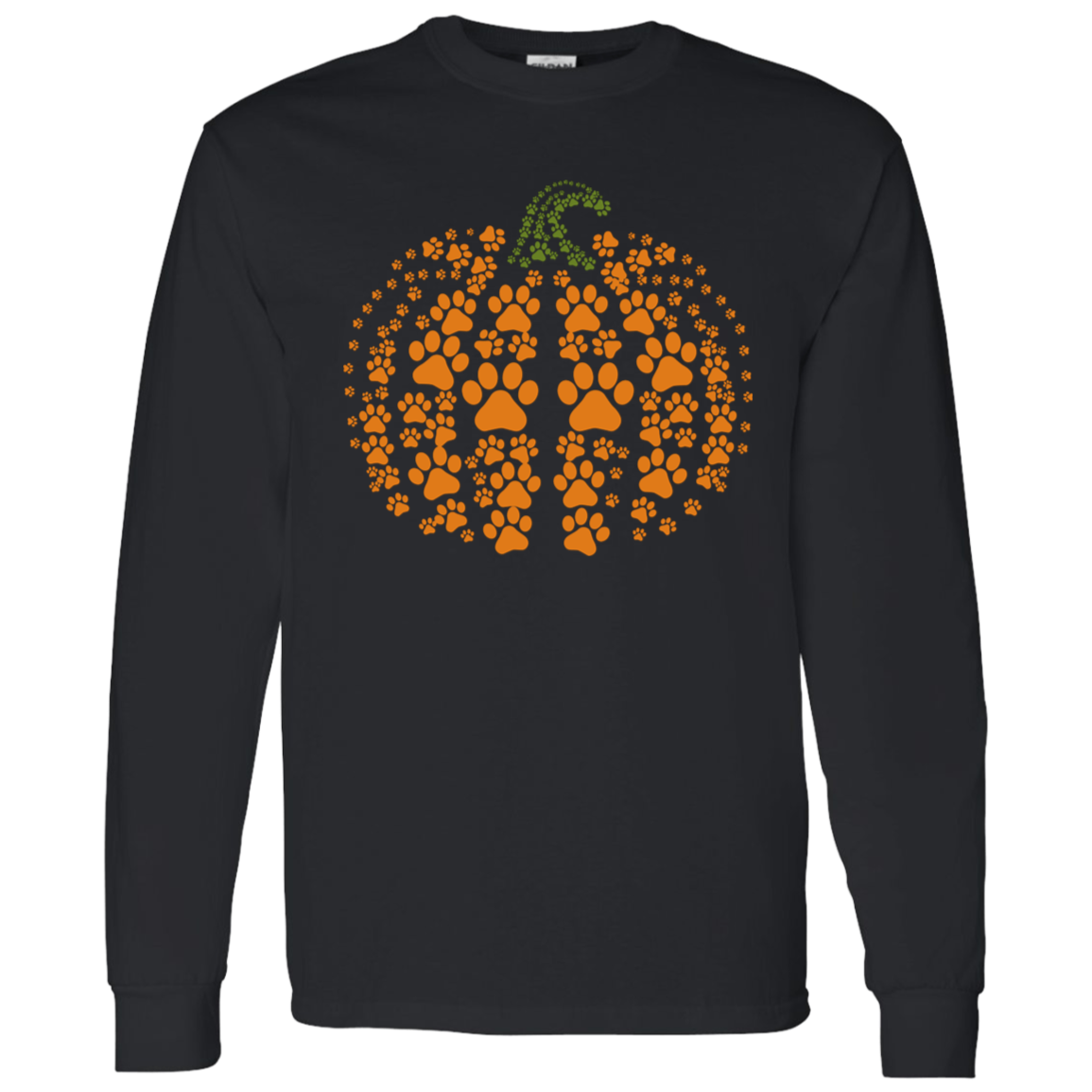 Dog Pawprint Pumpkin Fall LS T-Shirt