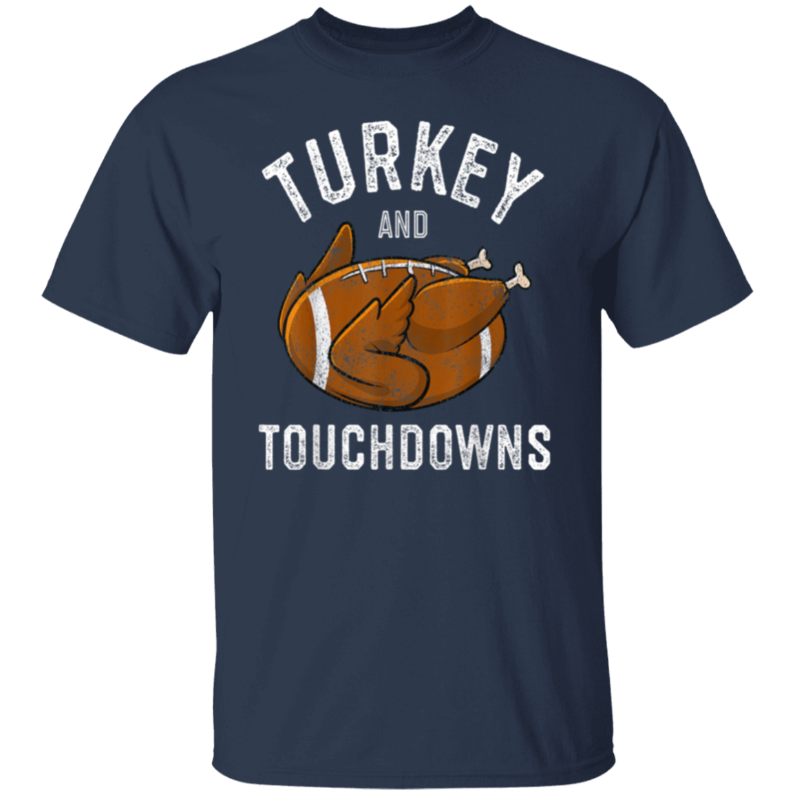 Turkey and Touchdowns Thanksgiving Football T-Shirt