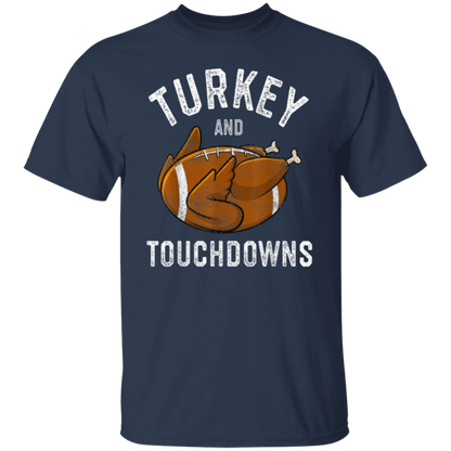 Turkey and Touchdowns Thanksgiving Football T-Shirt