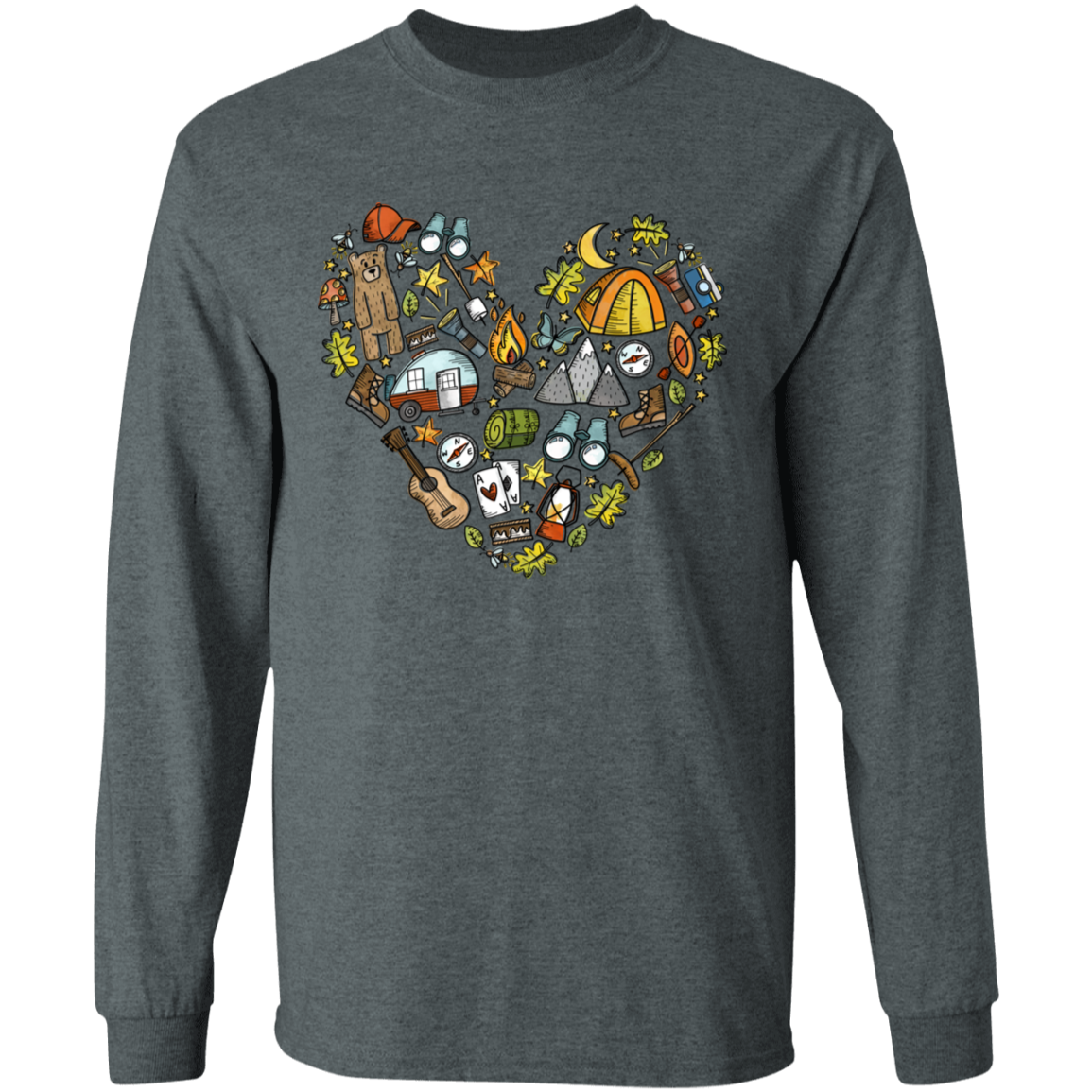 Camp Life Doodle Heart Collection - T-Shirts, Long-Sleeve T-Shirts, Sweatshirts, & Mugs