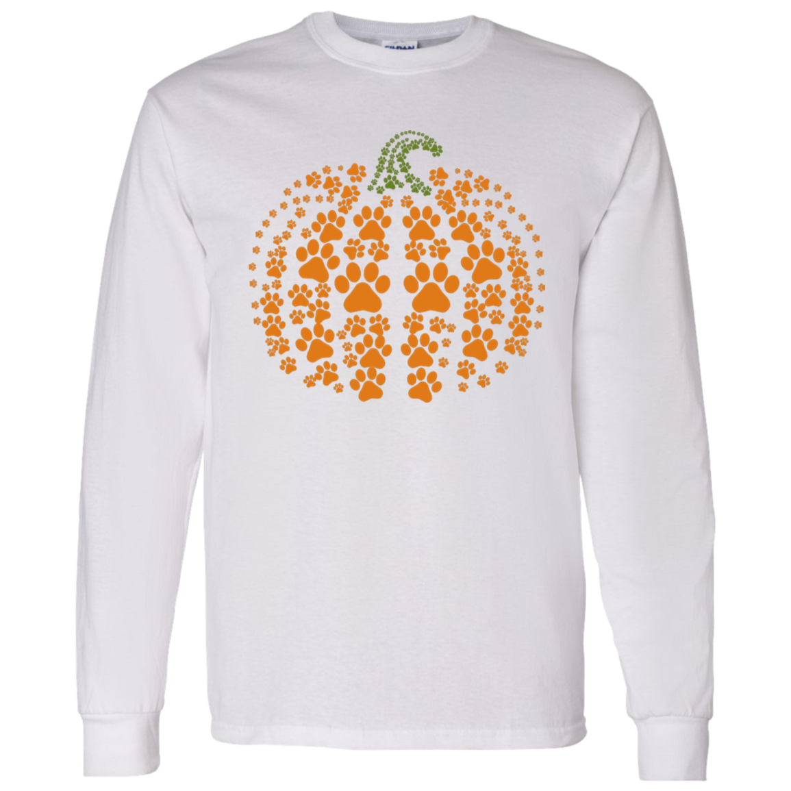 Dog Pawprint Pumpkin Fall LS T-Shirt