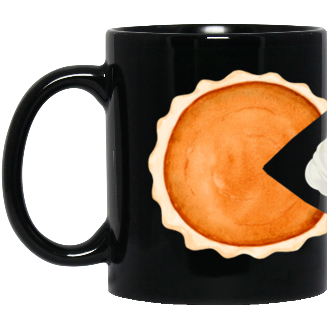 Pacman Pumpkin Pie 11 oz or 15 oz Black Ceramic Mug