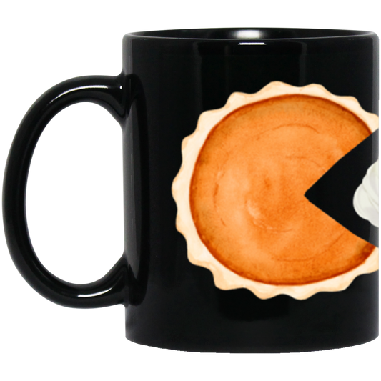 Pacman Pumpkin Pie 11 oz or 15 oz Black Ceramic Mug