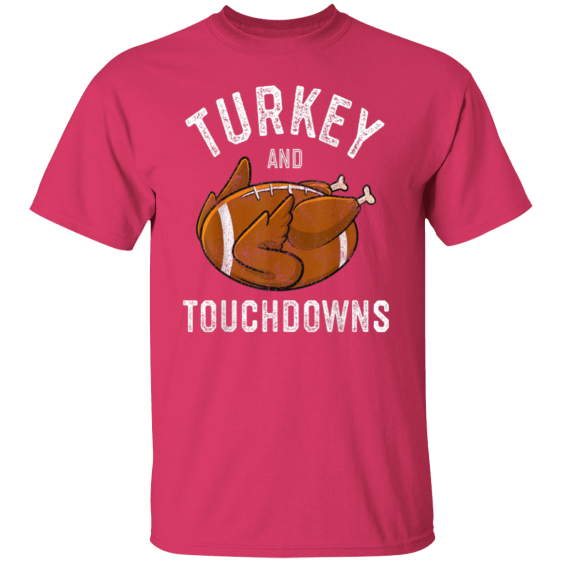 Turkey and Touchdowns Thanksgiving Football T-Shirt