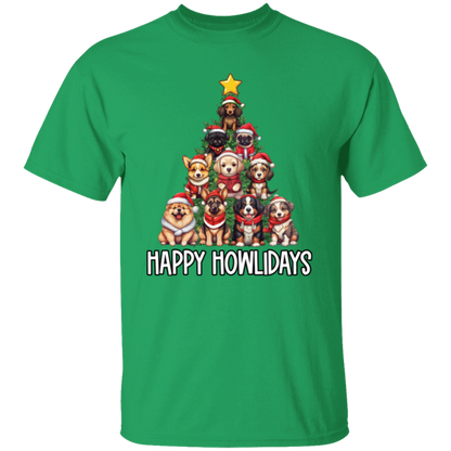 Happy Howlidays Dog Christmas Tree T-Shirt