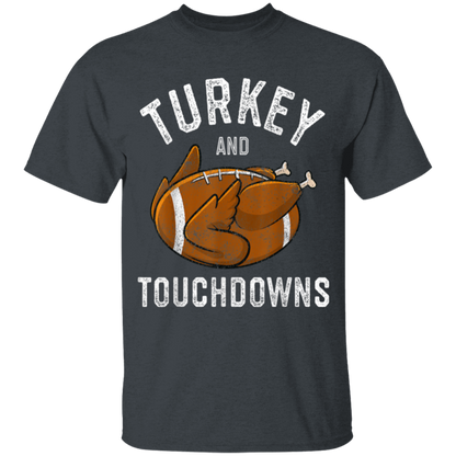 Turkey and Touchdowns Thanksgiving Football Youth T-Shirt