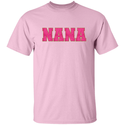 Nana, Mama, & Mini T-Shirt Collection - Pink Faux Chenille Glitter Patch Matching Family Shirts