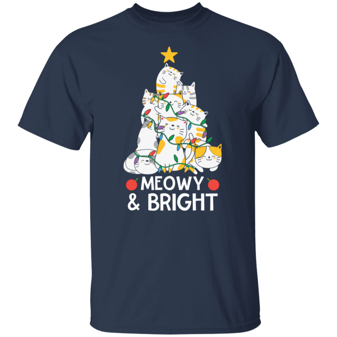 Meowy & Bright Cat Christmas Tree T-Shirt