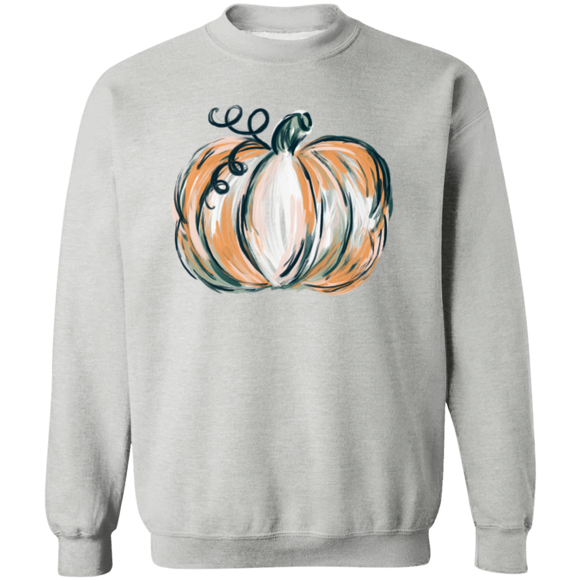 Painted Pumpkin Fall Thanksgiving Crewneck Pullover Sweatshirt