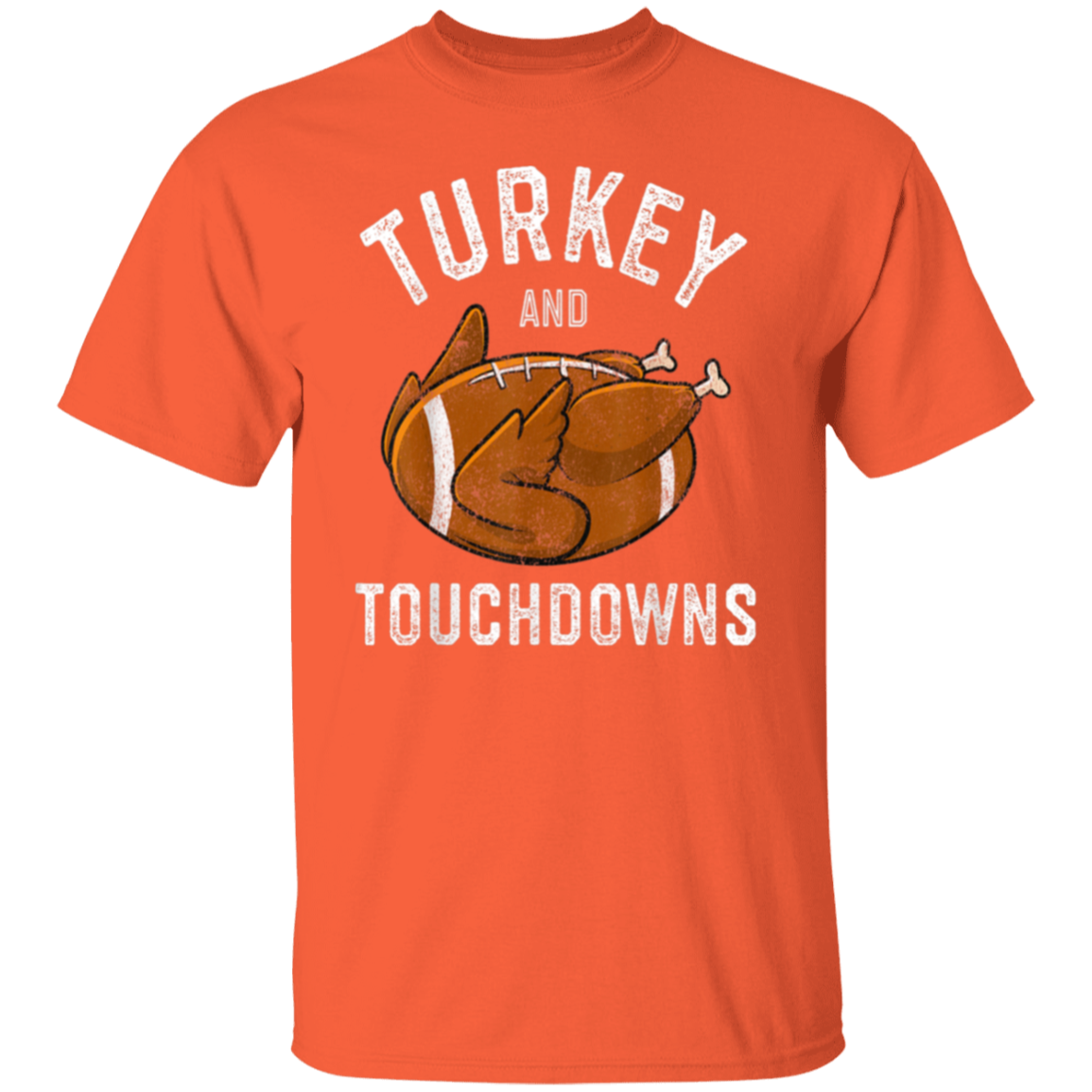 Turkey and Touchdowns Thanksgiving Football T-Shirt