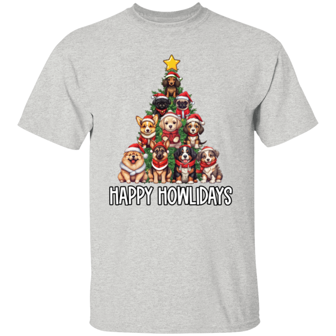 Happy Howlidays Dog Christmas Tree T-Shirt