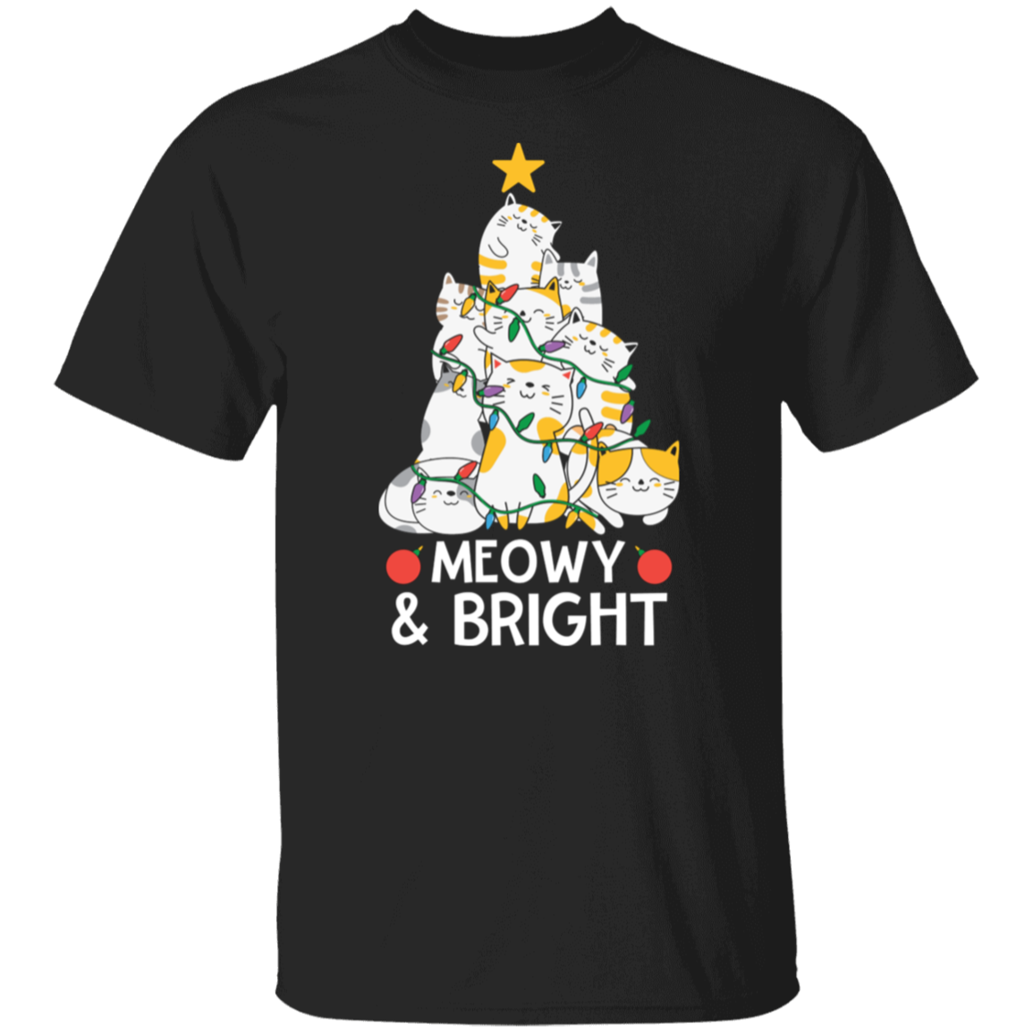 Meowy & Bright Cat Christmas Tree T-Shirt