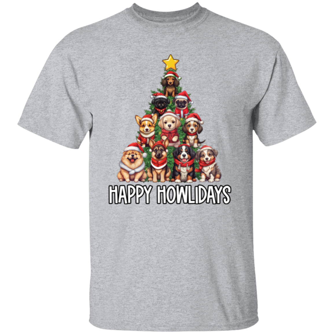 Happy Howlidays Dog Christmas Tree T-Shirt