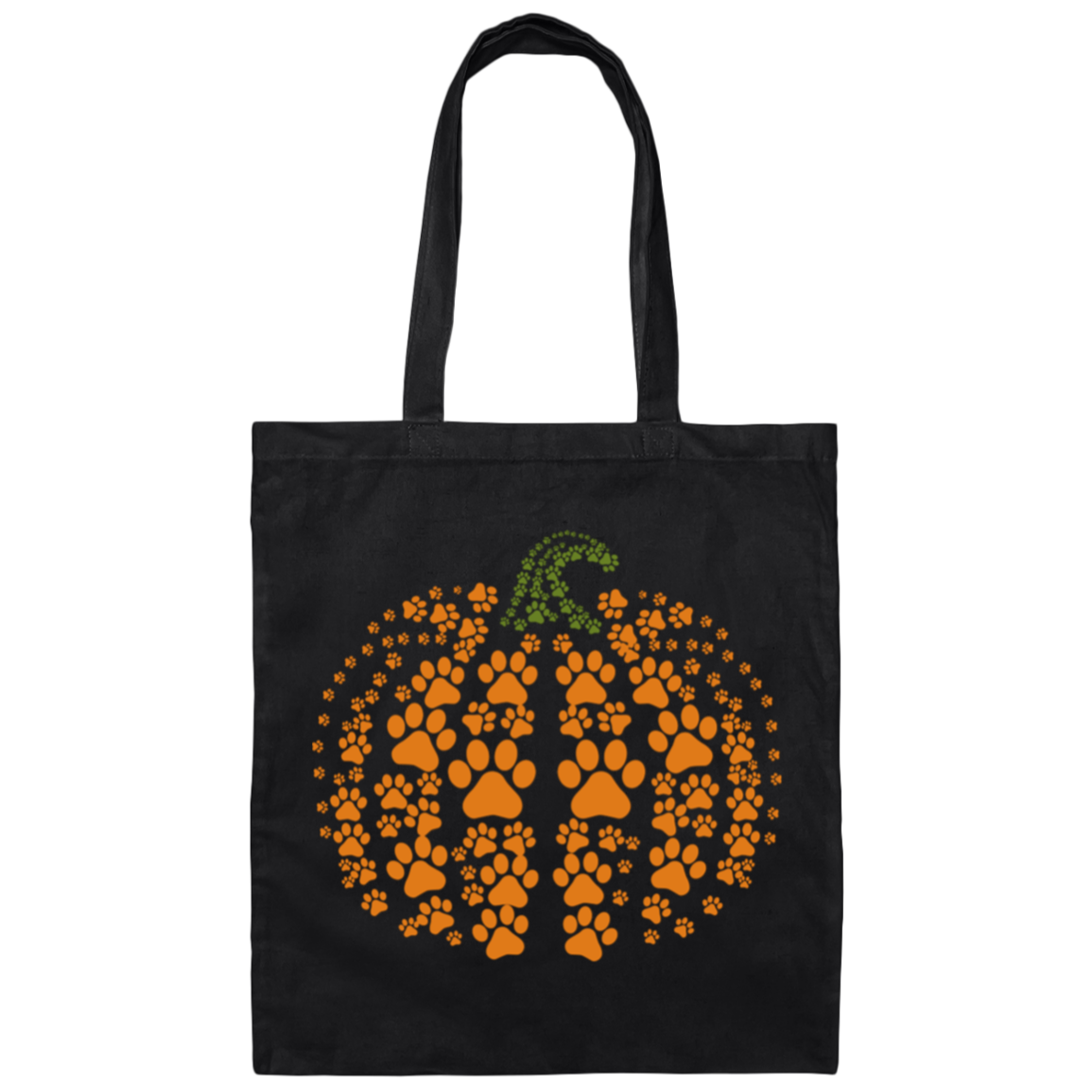 Dog Pawprint Pumpkin Canvas Tote Bag