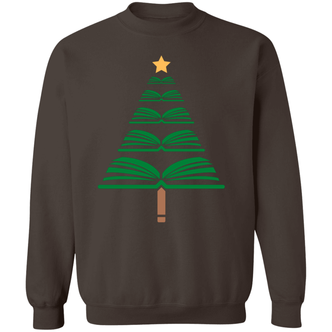 Merry Christmas Book Tree Crewneck Pullover Sweatshirt