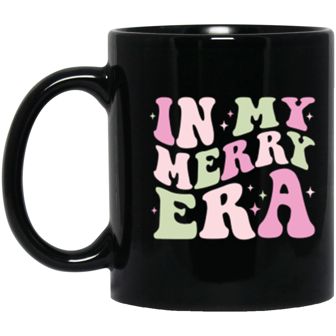 In My Merry Era Retro Christmas 11 oz or 15oz Black Mug