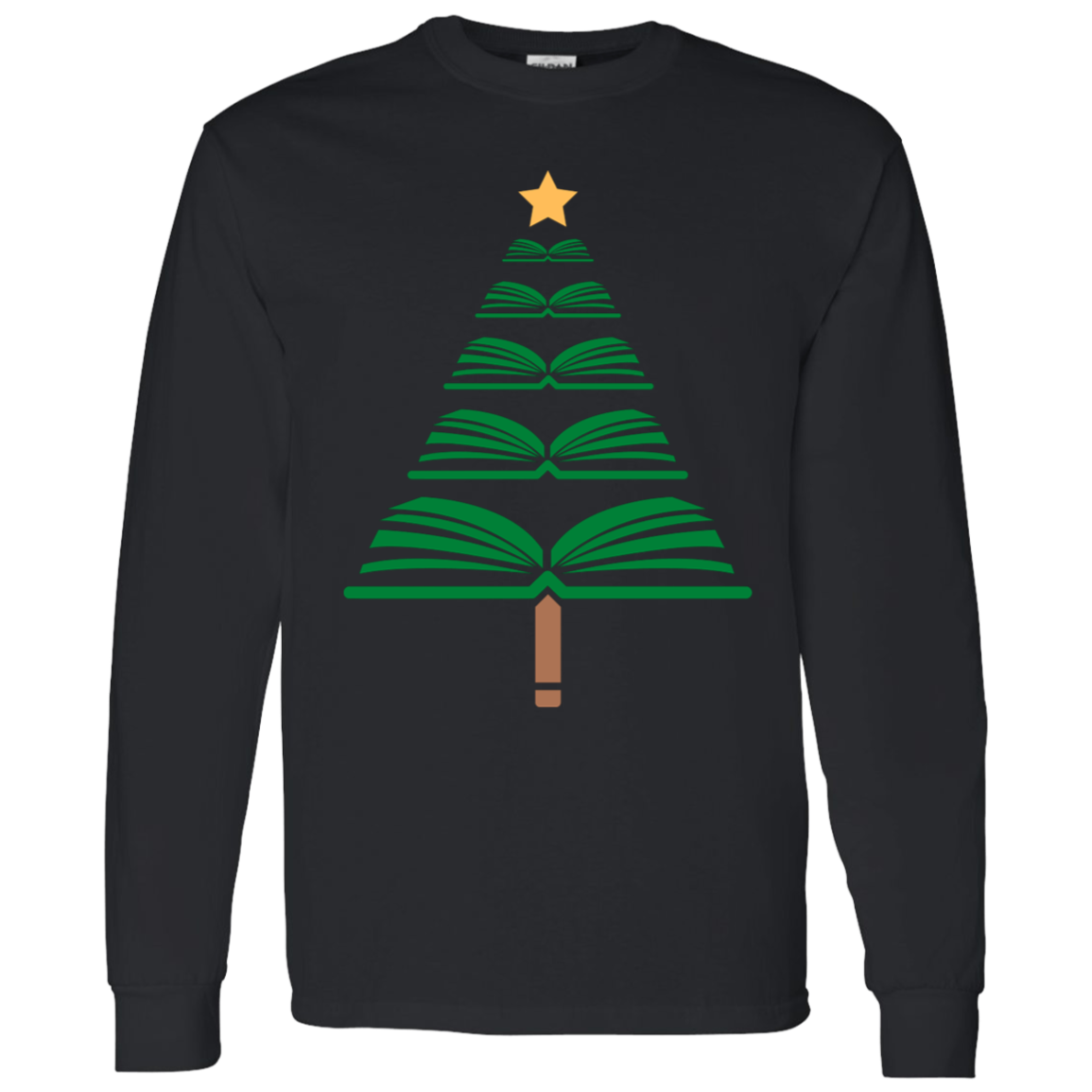 Merry Christmas Book Tree LS T-Shirt