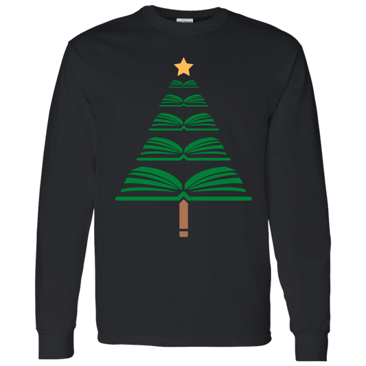 Merry Christmas Book Tree LS T-Shirt